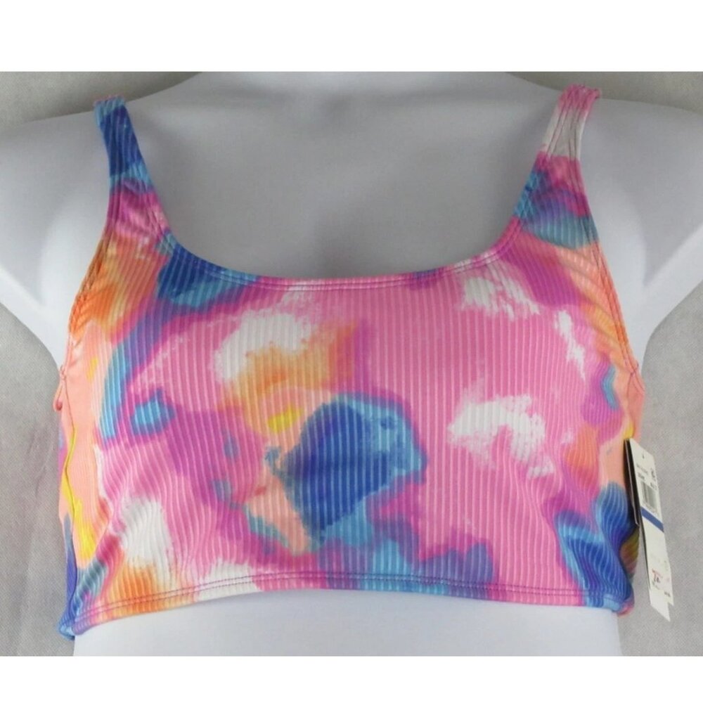 NWT Salt + Cove Juniors Bralette Bikini Top Swimsuit, Multicolor Tie Dye, XL